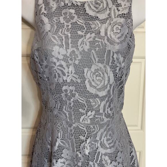 Speechless Blue/Silver Lace Overlay Party/Cocktail/Wedding Mini Dress M - Picture 2 of 8